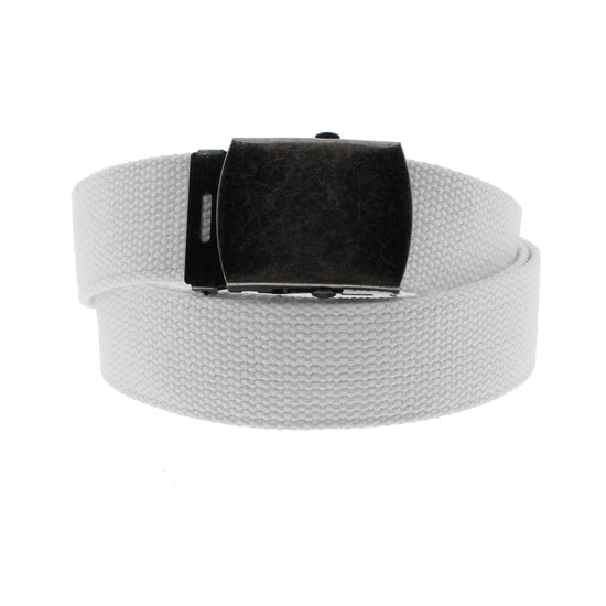 Extra Wide Canvas Webbing Belt with Antique Slider Buckle