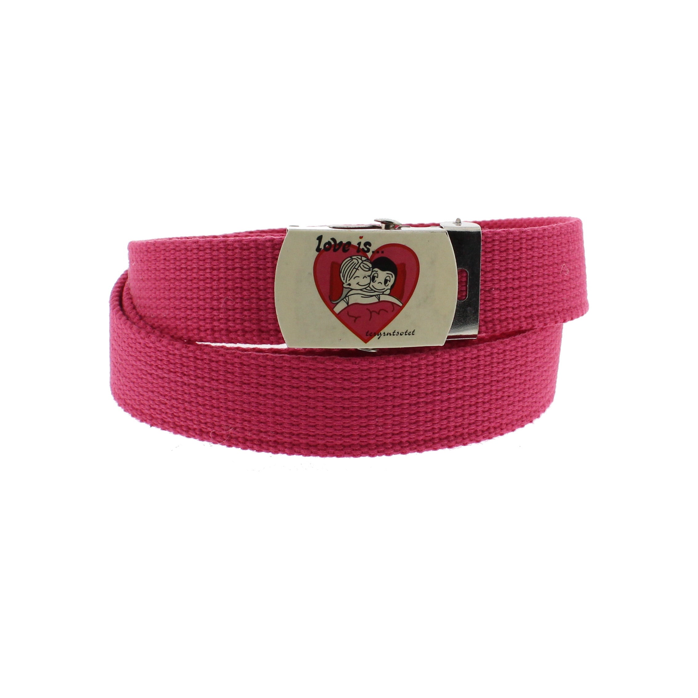 Skinny Webbing Belt with LOVE IS Slider Buckle