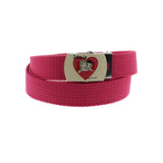 Skinny Webbing Belt with LOVE IS Slider Buckle - Random Buckle Design (Length - 114cm, Width - 2.4Cm)