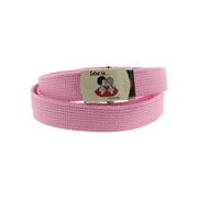 Skinny Webbing Belt with LOVE IS Slider Buckle - Random Buckle Design (Length - 114cm, Width - 2.4Cm)