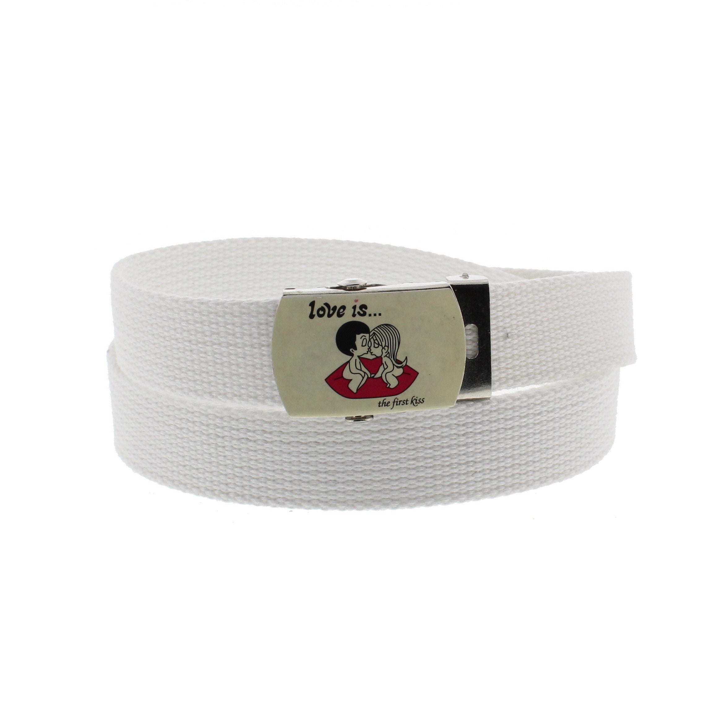 Skinny Webbing Belt with LOVE IS Slider Buckle