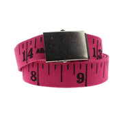 Black Measuring Tape Canvas Webbing Belt with Shiny Silver Slider Buckle (Length - 125cm, Width - 4cm)