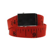 Black Measuring Tape Canvas Webbing Belt with Shiny Silver Slider Buckle (Length - 125cm, Width - 4cm)