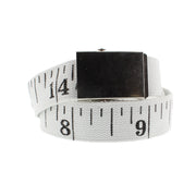 Black Measuring Tape Canvas Webbing Belt with Shiny Silver Slider Buckle (Length - 125cm, Width - 4cm)
