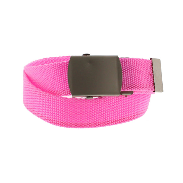 Children's Canvas Webbing Belt with Shiny Silver Slider Buckle (Length - 90cm, Width - 3cm)