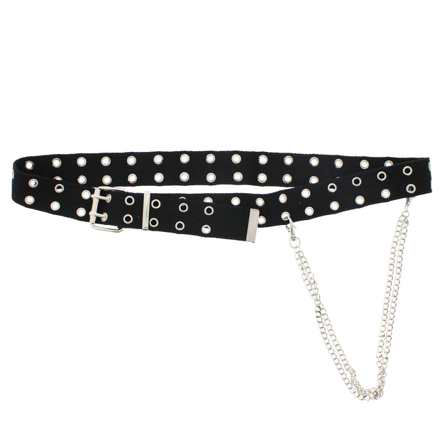 2 Row Eyelets Belt with Double Chain