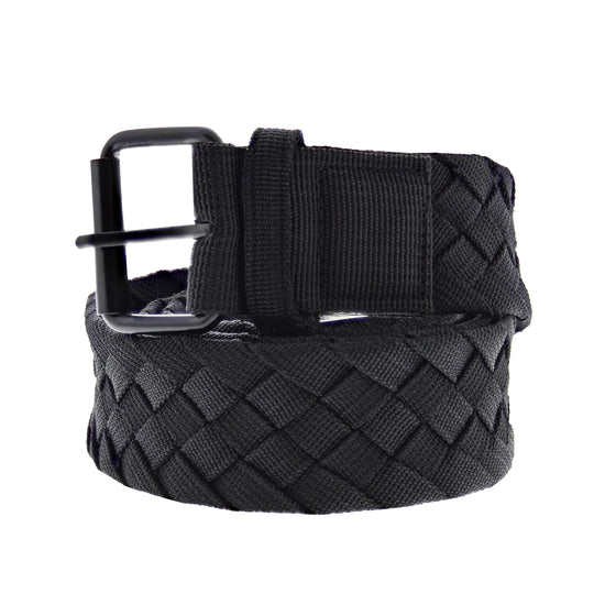 Woven Belt with Matt Black Roller Buckle