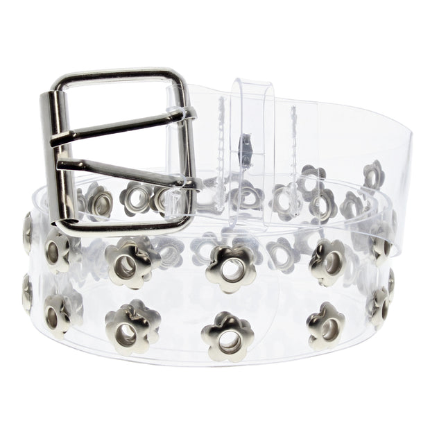 Adjustable Clear PVC Belt with 2 Row Floral Eyelets