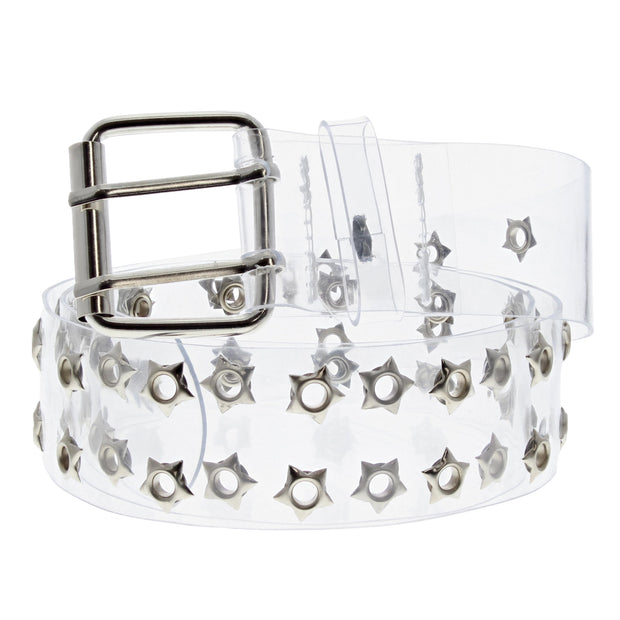 Adjustable Clear PVC Belt with 2 Row Star Eyelets