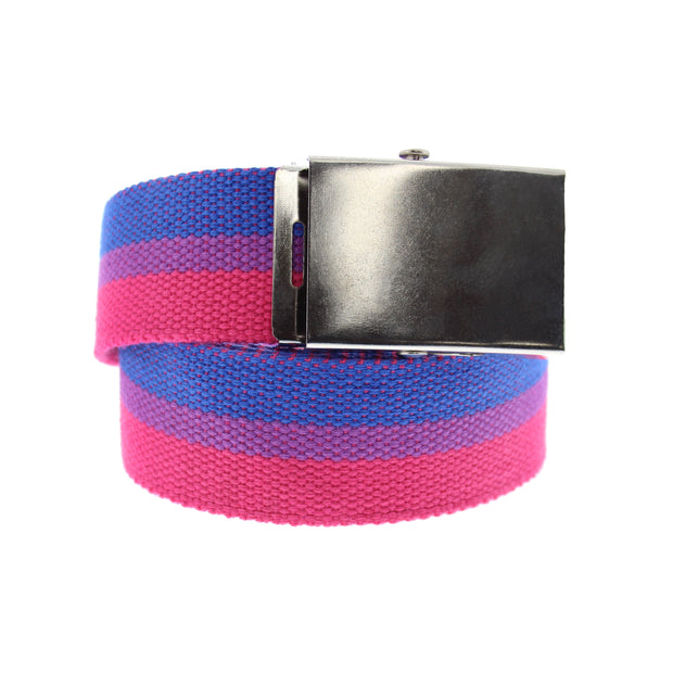 Bisexual Canvas Webbing Belt with Shiny Silver Slider Buckle (Length - 120cm, Width - 3.7cm)