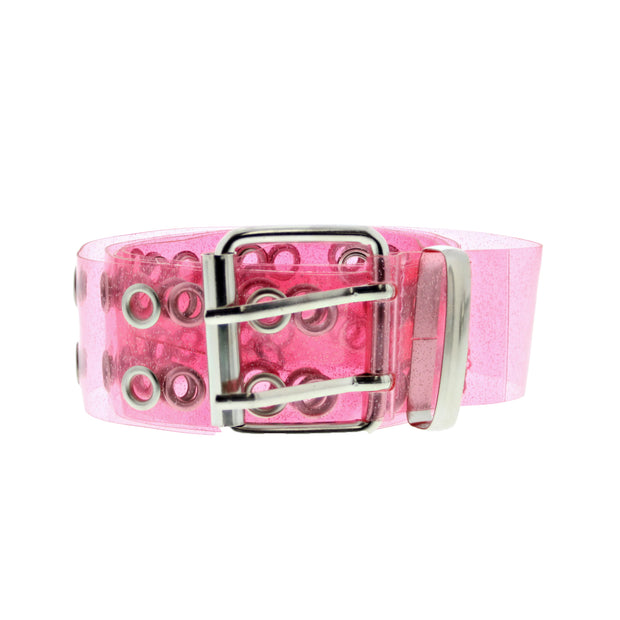 Double Eyelet Pink Glitter Belt