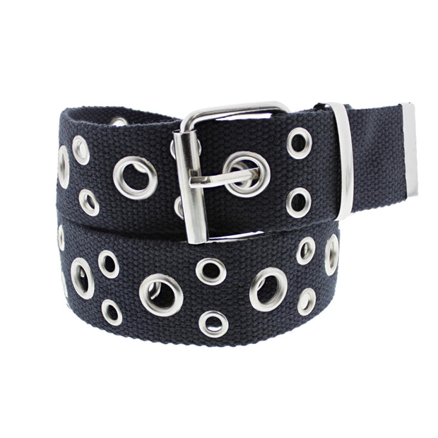 Adjustable Black Alternating Eyelet Belt