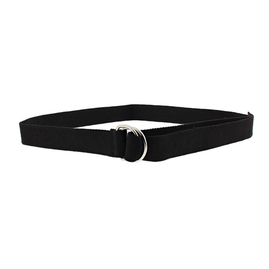 Canvas Webbing Belt with Shiny Silver D-Ring Buckle