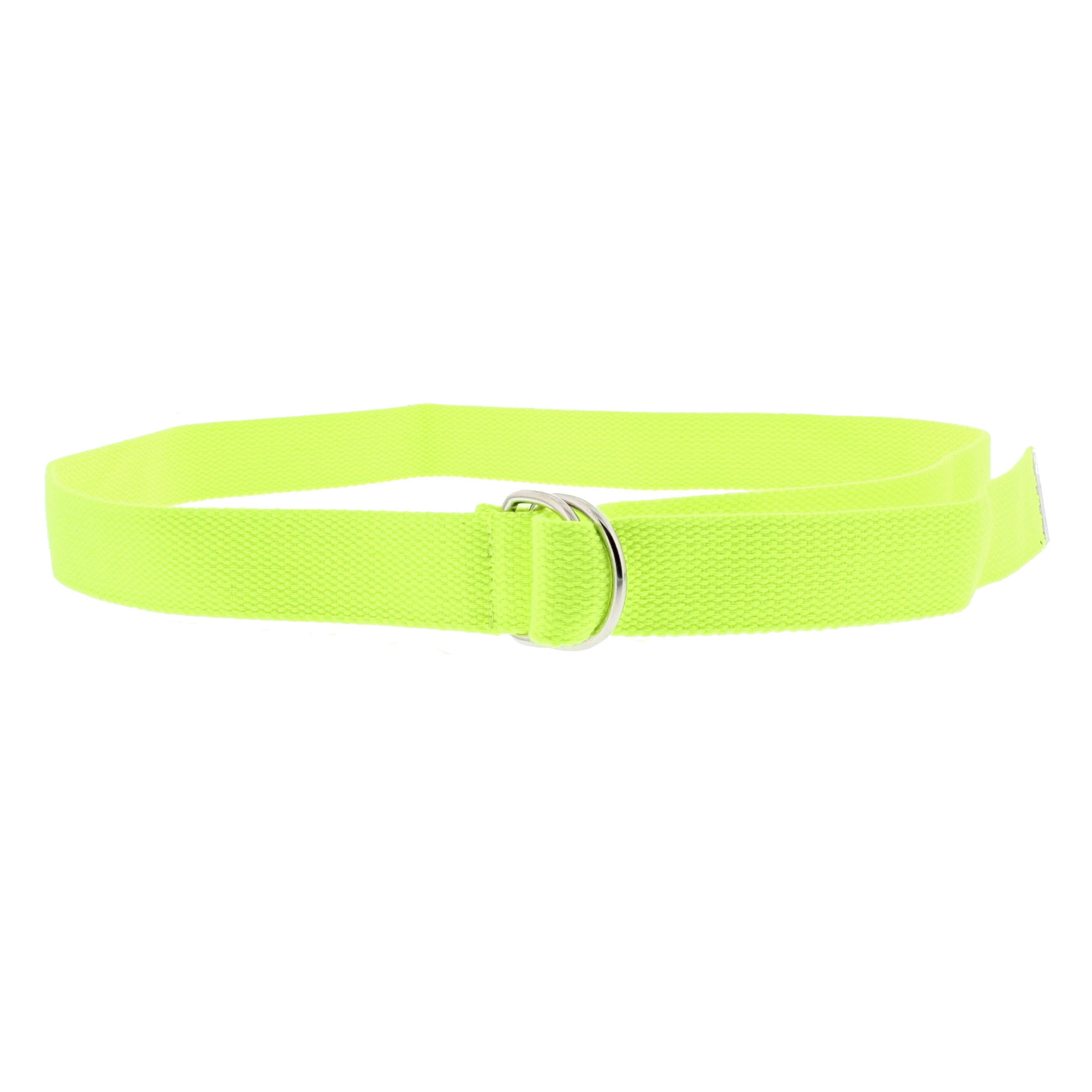 Canvas Webbing Belt with Shiny Silver D-Ring Buckle