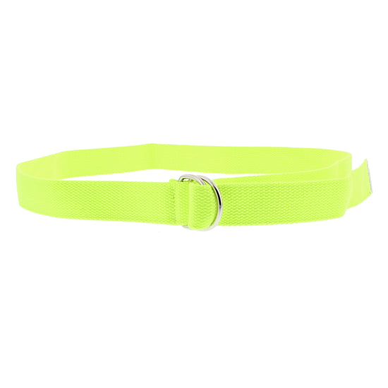 Canvas Webbing Belt with Shiny Silver D-Ring Buckle