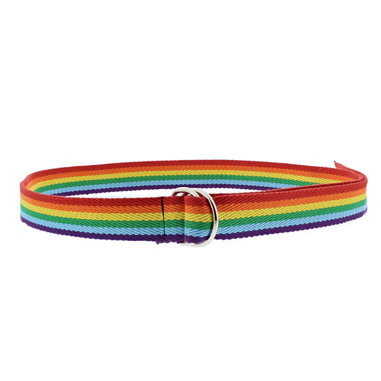 Rainbow Stripe Canvas Webbing Belt with D-Ring Buckle