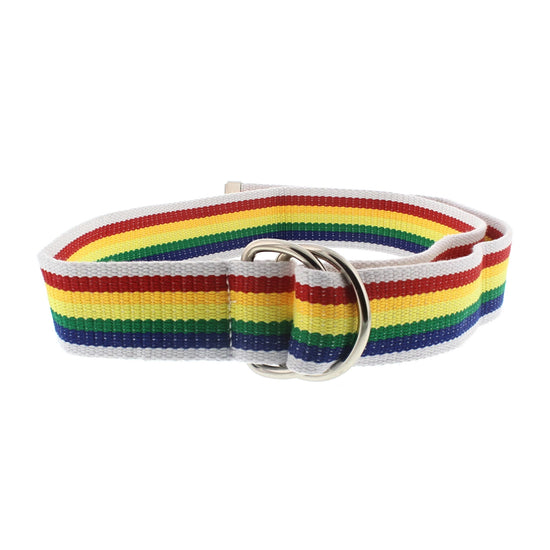 Rainbow Stripe Canvas Webbing Belt & D-Ring Buckle