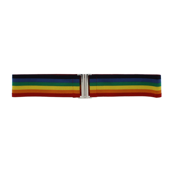 Rainbow Striped Ribbed Elasticated Waist Belt