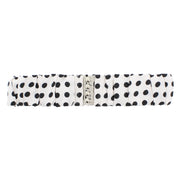 5.8cm Polka Dots on White Ruched Satin Elasticated Waist Belt with Clasp Fastening