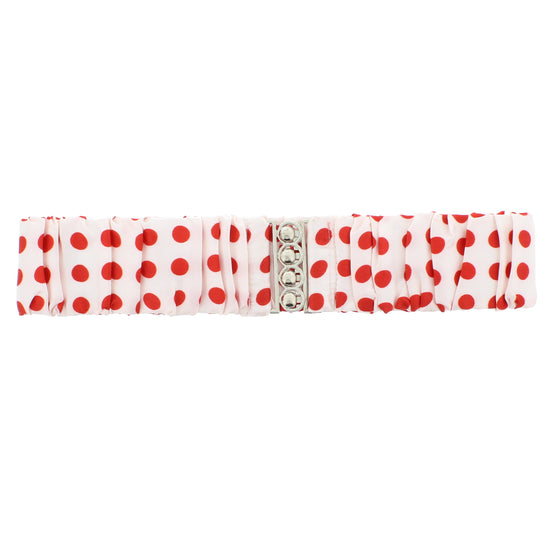 Polka Dotted Ruched Satin Elasticated Waist Belt
