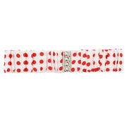 5.8cm Polka Dots on White Ruched Satin Elasticated Waist Belt with Clasp Fastening