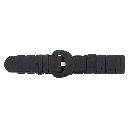 Black Crocodile Skin Effect Elasticated Waist Belt