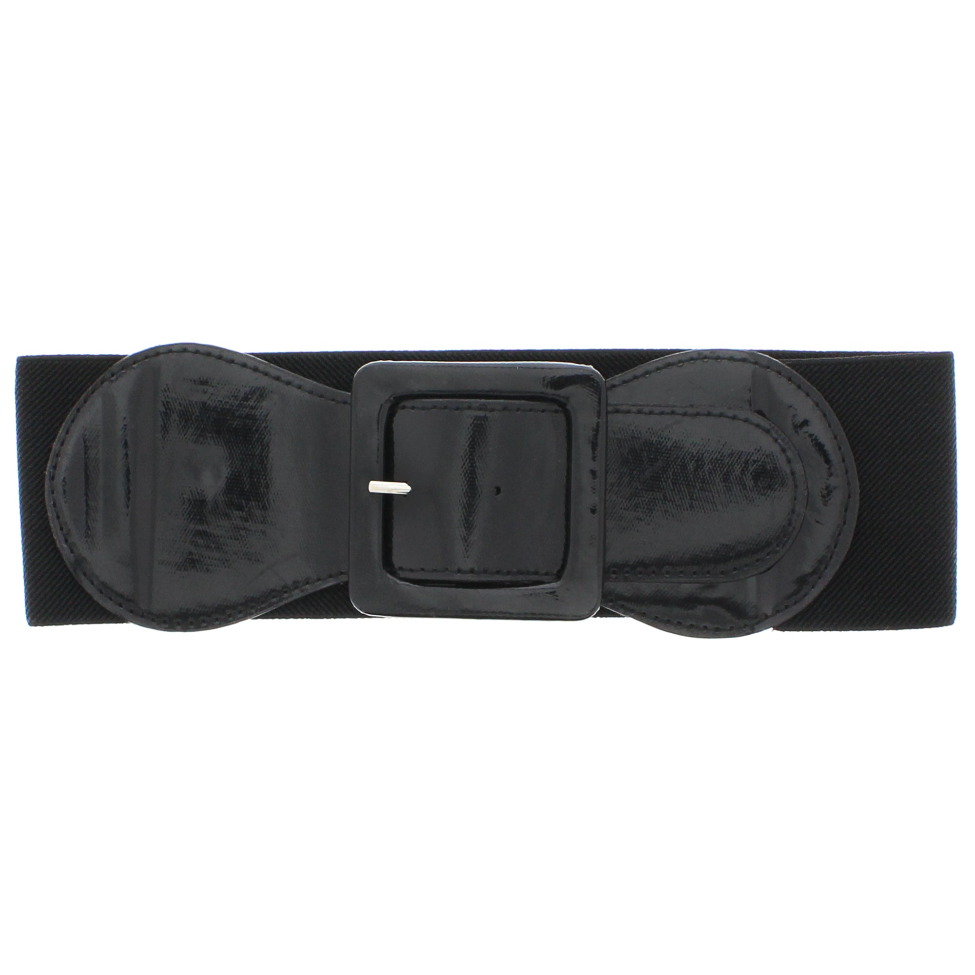 Elasticated Waist Belt with Patent Shiny Buckle