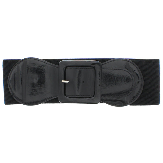 Elasticated Waist Belt with Patent Shiny Buckle