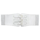 Silver Elasticated PU Triple Buckle Belt