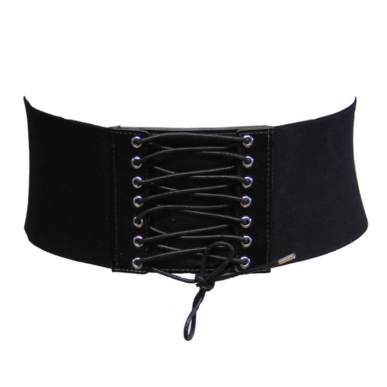 Black Elasticated Waist Lace Up Corset Belt