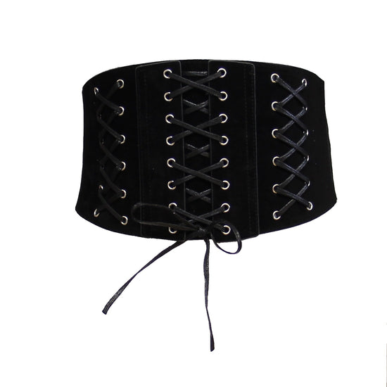 Very Wide Elasticated Suede Waist Lace Up Corset Belt