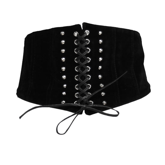 Very Wide Elasticated Suede Waist Lace Up Corset Belt