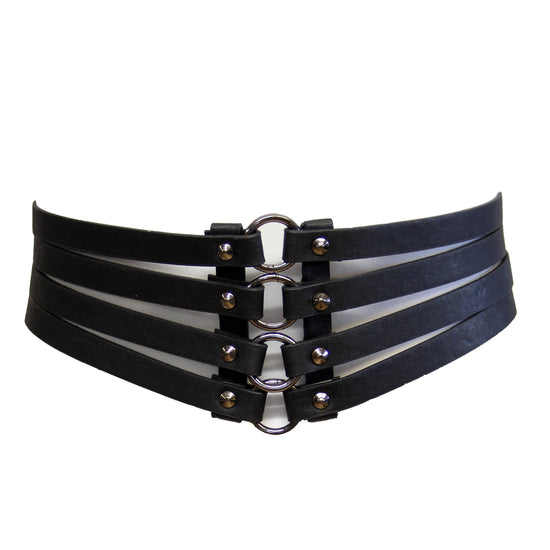 Four Strip Elasticated Waist Lace Up Corset Belt