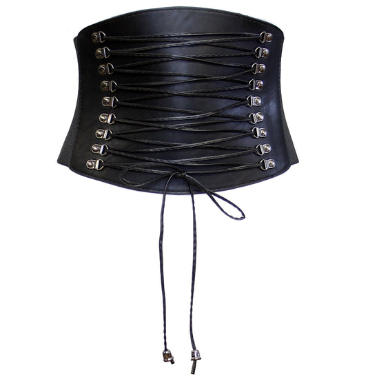 Elasticated Waist Lace Up Corset Belt with Press Button Closure