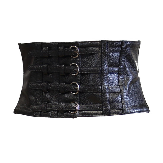 Leather Effect Elasticated Waist Belt with