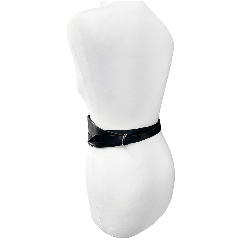 Black Wrap Round Waist Belt with Rings