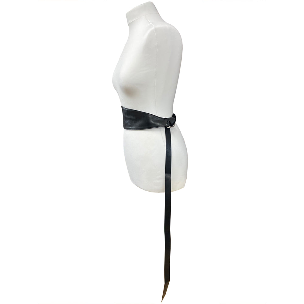 Black Wrap Round Waist Belt with Rings