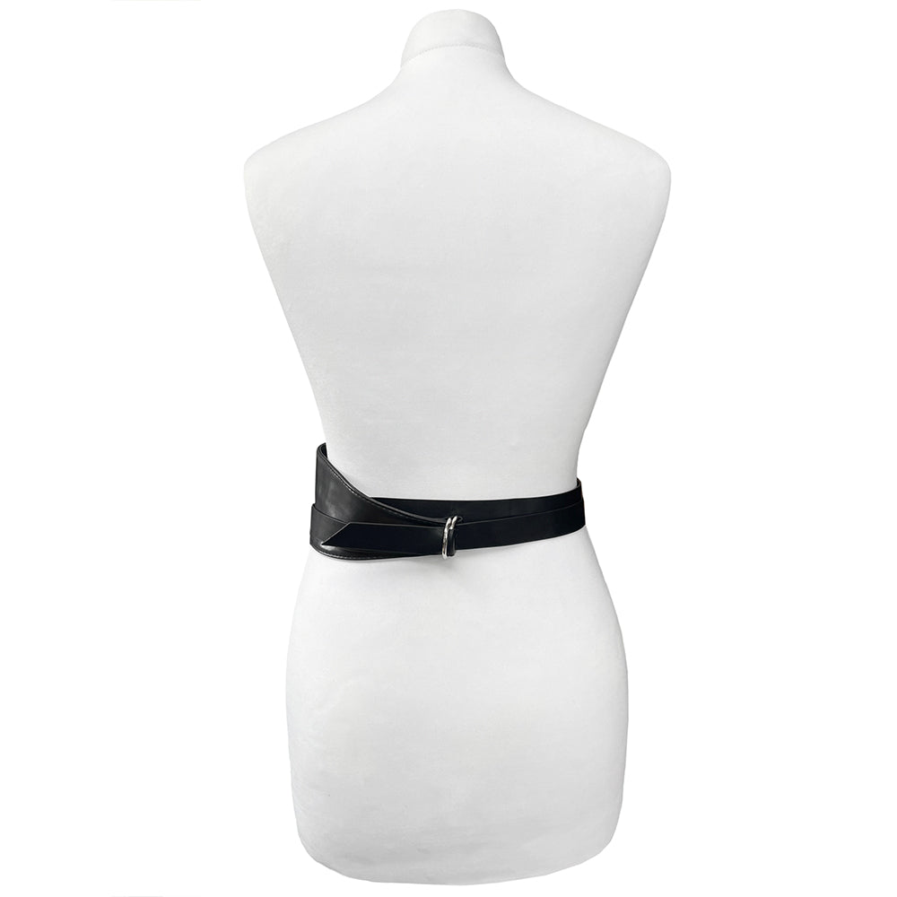 Black Wrap Round Waist Belt with Rings
