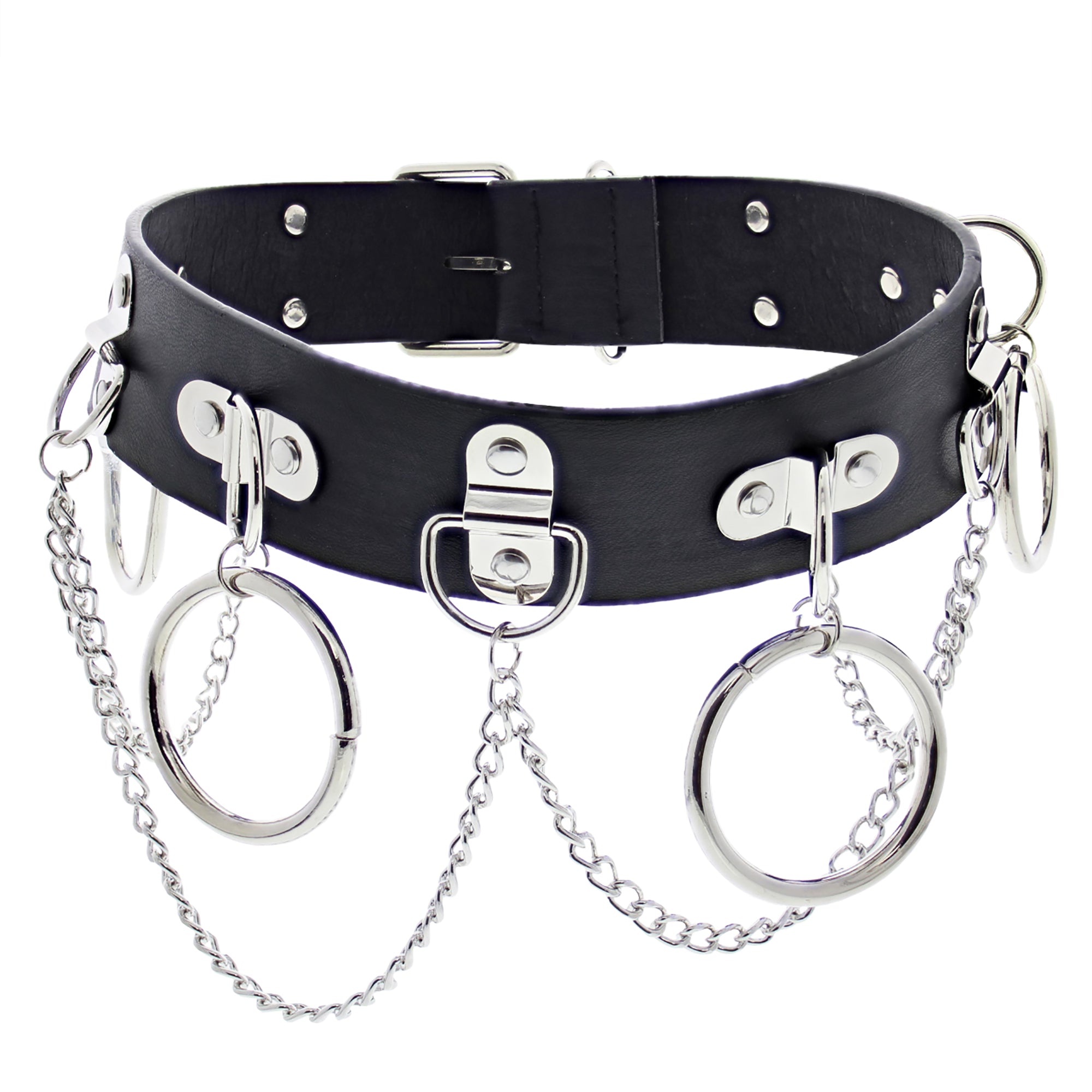PU Belt with Rings & Chains