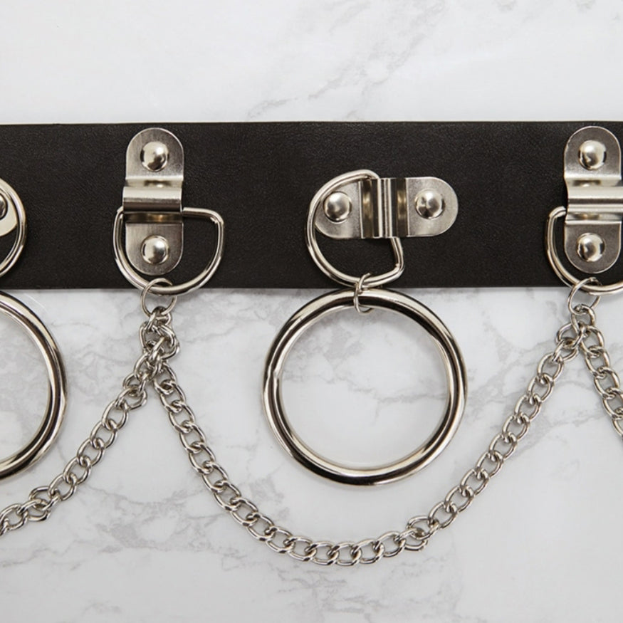 PU Belt with Rings & Chains