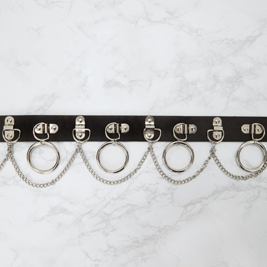 PU Belt with Rings & Chains