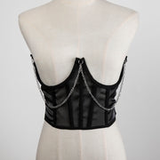 Satin Underbust Corset with Chains