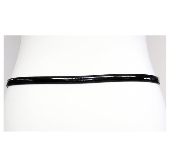 Black Skinny Pencil Belt with Silver Buckle