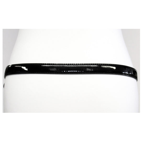 Black Skinny Pencil Belt with Silver Buckle