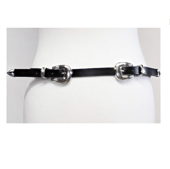 Skinny Western Style Belt with Silver Buckle