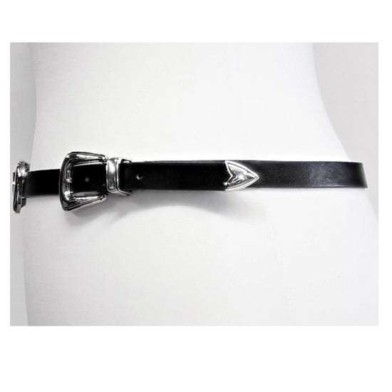 Skinny Western Style Belt with Silver Buckle