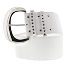Wide PU Belt with Large Silver Buckle & Studded Holes