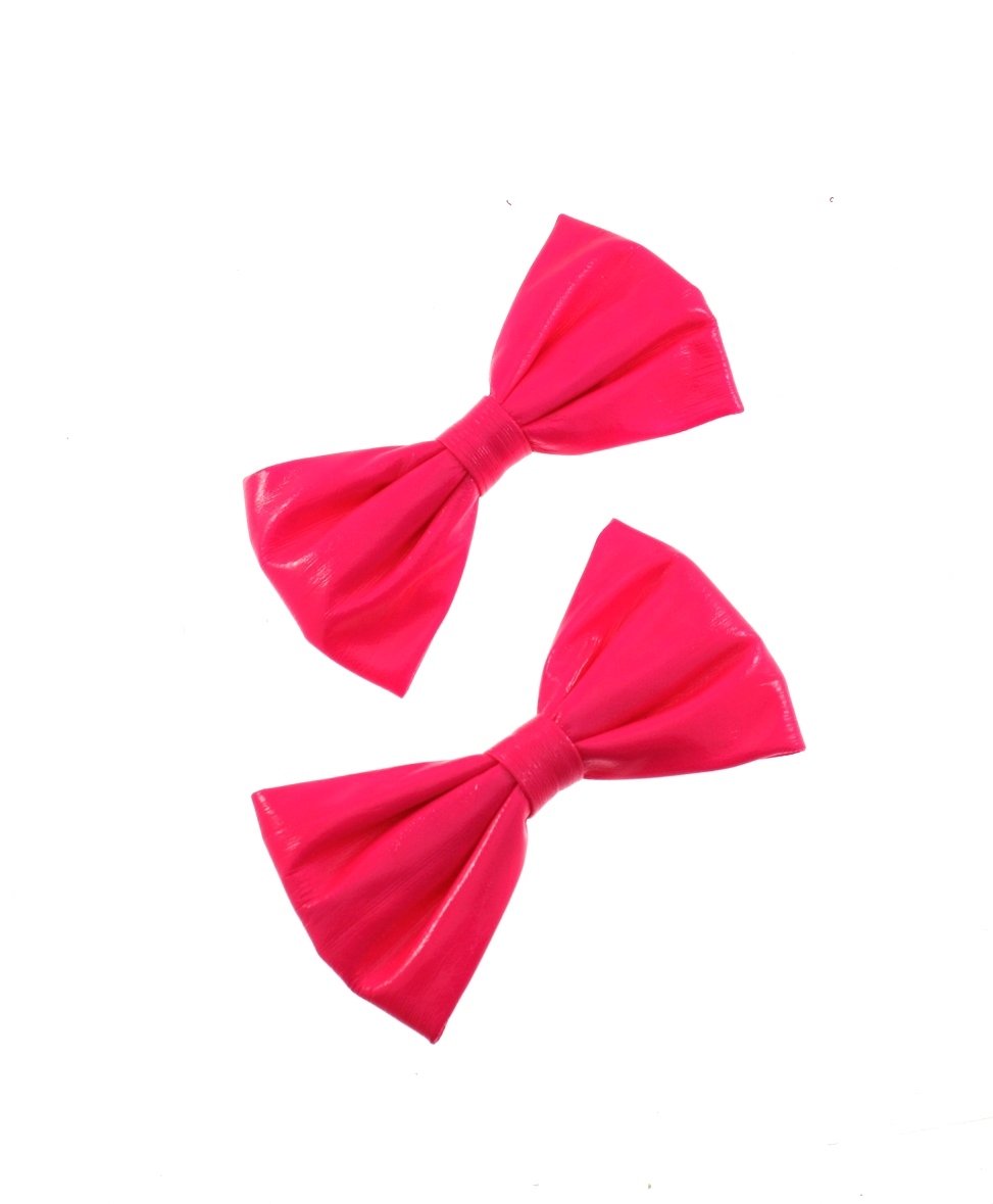 Large Neon PVC Bows on Crocodile Clip