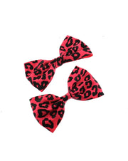 Neon Leopard Print Bows (Dimensions of bow: L: 11cm x H: 6cm - Dimensions of crocodile clip : 4.5cm - 80s fashion - Great for dance theme / 80s fancy dress
