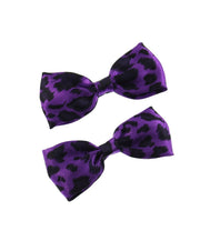 Satin Leopard Print Bows (Dimensions of bow: L: 9cm x H: 4cm - Dimensions of crocodile clip : 4.5cm - 80s fashion - Great for dance theme / 80s fancy dress)